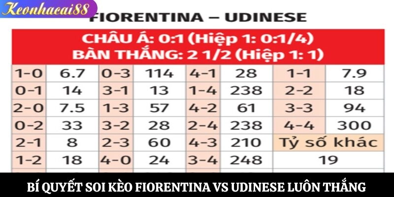 Bí quyết soi kèo Fiorentina vs Udinese luôn thắng