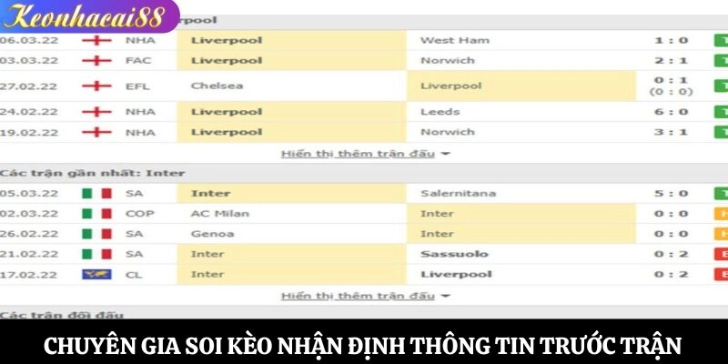 Chuyên gia soi kèo nhận định thông tin trước trận